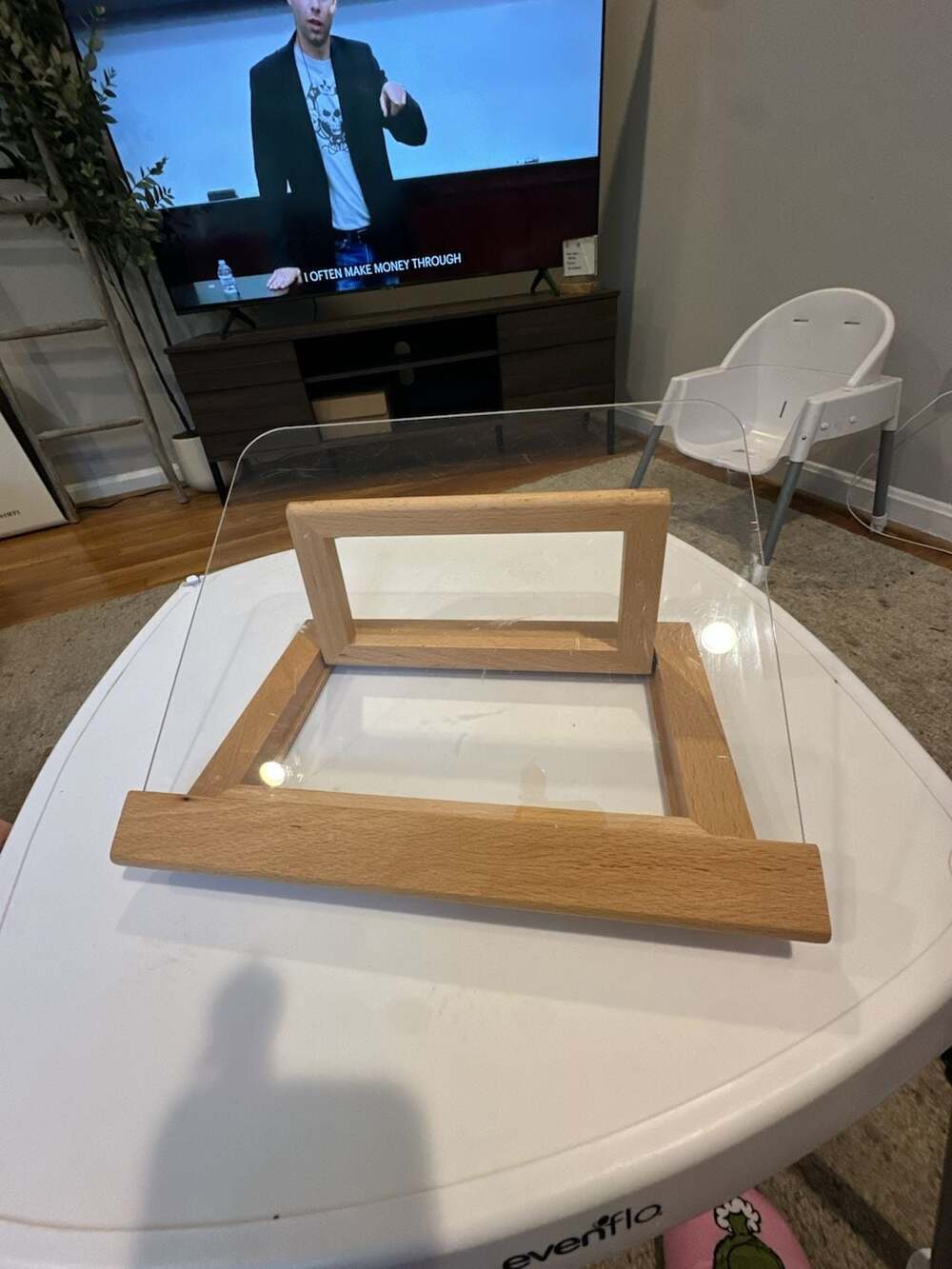 Crate & Barrel Beechwood Cookbook Stand with Clear Acrylic Shield